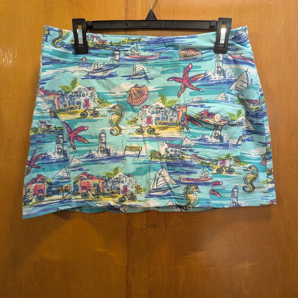 Onque Casuals Coastal Print Mini Skirt